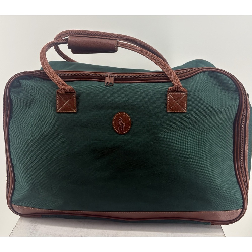 Vintage Ralph Lauren Polo Fragrance Green Canvas Commuter Overnight Travel Bag